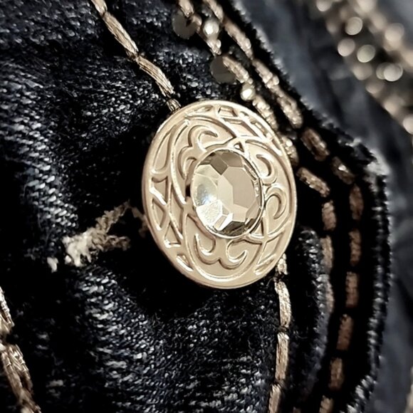 Daytrip Women's Virgo Bootcut Dark Blue Demin Jeans Faded Gold Stitch Size 28XL - Picture 8 of 16